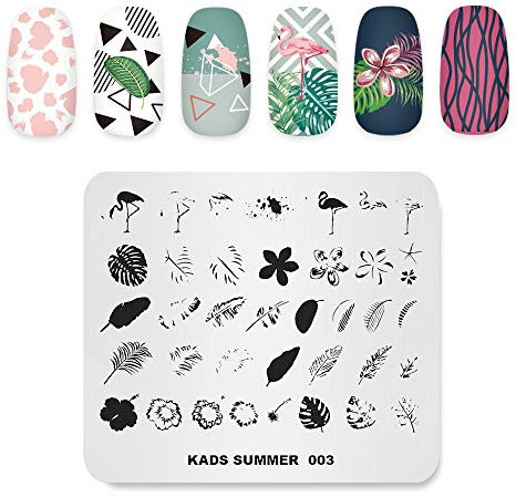 Nagel Stempelplatte Sommer Thema Bild Druck Design Vorlagen Natur Pflanze Flamingo Monstera mehrere Muster Maniküre Design Schablone DIY Nagel Kunst Stamping werkzeuge
