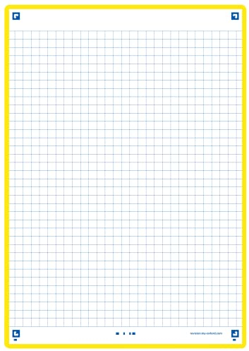 OXFORD Revision 2.0 Karteikarten, gelocht, Format A5 (14,8 x 21 cm), kleine Karos, Vorder- / Rückseite, gelber Rahmen, 50 Stück