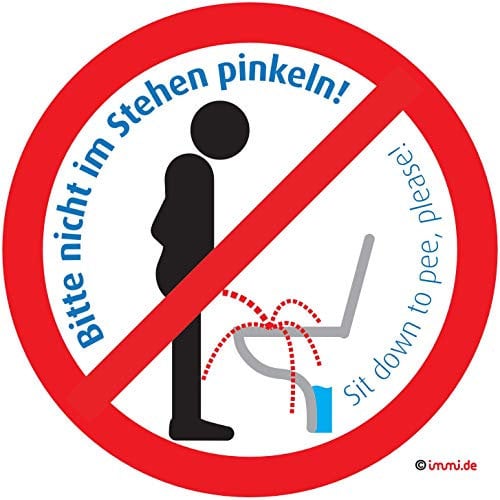 immi 4x Nicht im Stehen pinkeln Aufkleber - Verbotsschild, 95mmØ