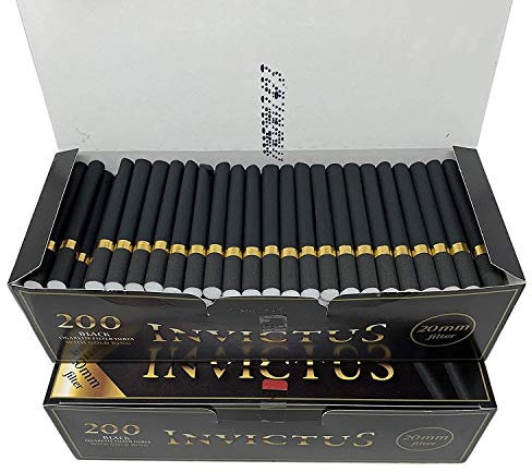Reds Global Invictus Lot de 400 tubes de filtre à cigarettes Noir avec anneau doré