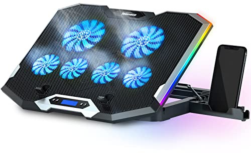 TopMate C11 - Base di raffreddamento per computer portatile RGB, supporto regolabile in altezza con 6 ventole silenziose e supporto per telefono, tappetino refrigerante per computer portatile da 15,6