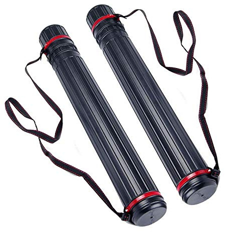 ZSHJGJR Archery Telescopic Arrows Tube Case 25 to 41 Hunting Arrow Back Quiver Arrow Case Holder with Adjustable Back Strap Archery Storage Accessories (black)