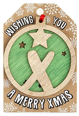 Personalisierbare Weihnachtsbaumkugel aus Holz, X-Buchstabe, Grün