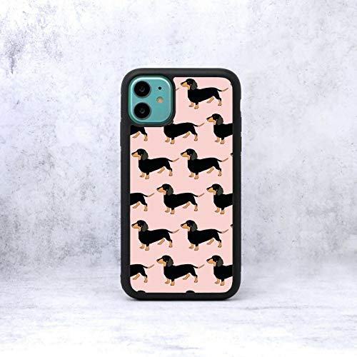 Dachshund Sausage Dog Pattern Phone Case/Cover Compatible with (iPhone 11, Rubber)