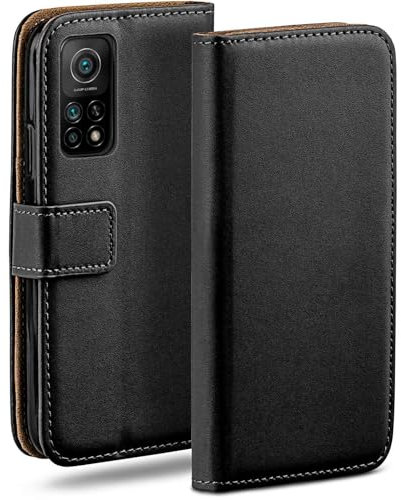 moex Book Case für Xiaomi Mi 10T / Mi 10T Pro Handyhülle mit Kartenfach, Hülle klappbar 360 Grad Schutzhülle, Klapphülle Flip Case Cover, PU Leder Handytasche Lederhülle, Schwarz