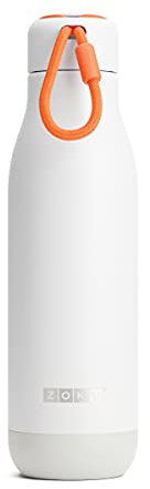 Zoku Powder Coated Bottle | Double Walled Vacuum Insulated | Leak-Proof Hygienic Lid and Paracord Included | Large 1-1/2-Inch Diameter Mouth Opening | Eco-friendly (25oz, White)