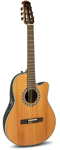 OVATION E-Akustik Klassikgitarre Pro Series Legend 1773AX Mid Cutaway Nylon - Massive AA-Grade Zederndecke - Lyrachord Body - Saiten Hannabach Goldin - Natural - 1773AX-4-G