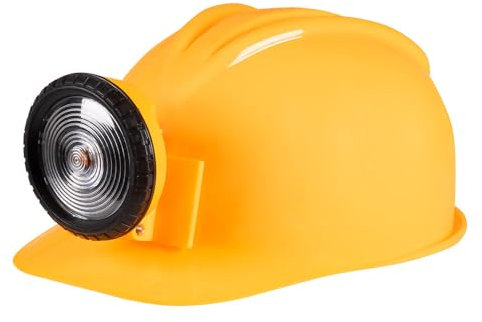 Boland 01414 - Bauarbeiter-Helm mit Licht, Gelb-Schwarz, für Erwachsene, verstellbare Größe, Baustelle, Kostüm, Karneval, Mottoparty
