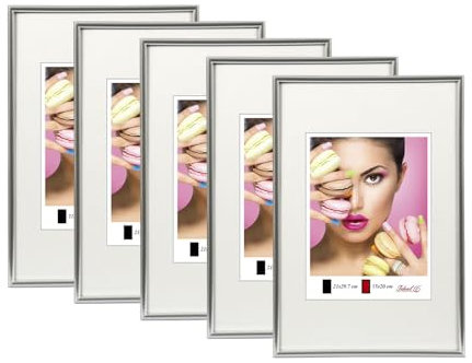 IDEAL TREND 2er 3er 5er Pack Photo Style Set Bilderrahmen Wanddeko Collage Poster Kunststoff Rahmen: Farbe: 5er Pack Silber | Format: 30x30