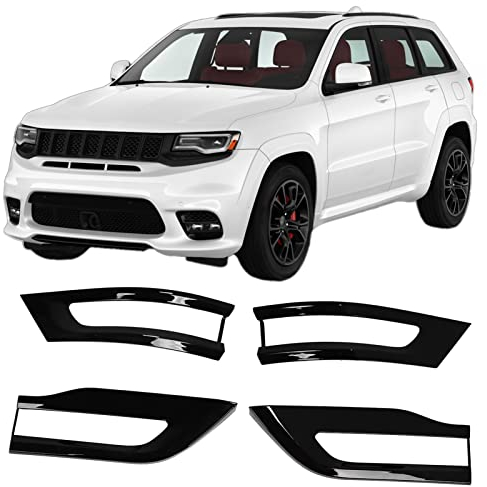 Deror Rücklicht-Einfassungs-Zierleiste 4-teilig, glänzend schwarz, Rücklicht-Abdeckungs-Zierleisten-Ersatz für Jeep Grand Cherokee 2014-2020