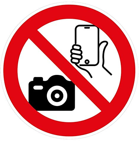 Aufkleber Verbotszeichen „Fotografieren mit Handy/Kamera verboten“ Datenschutz Hinweis Folie ähnl. ISO 7010 | Ø 5-30 cm Made in Germany, Größe: Ø5 cm