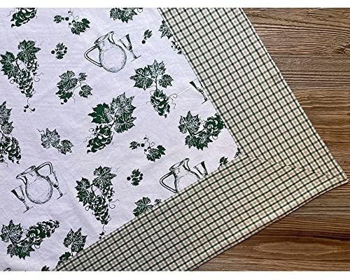 Tischdecke ELENI grün Wein-Trauben Druck - Großes Stoff Tischtuch Landhausstil 100 x 100 cm quadratische Tischdeko - Waschbare Mitteldecke aus 100 % Baumwolle als moderne Esstischdeko, Hochzeitsdeko