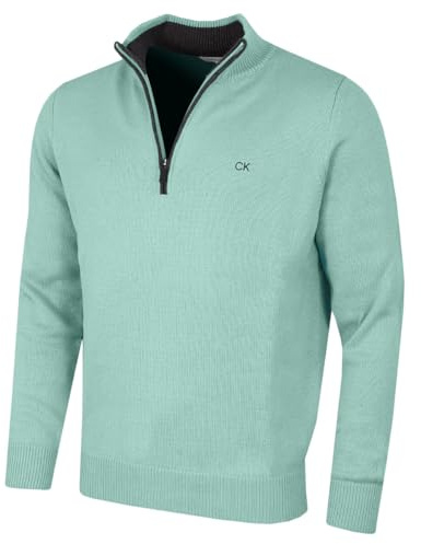 Calvin Klein Mens 1/2 Zip CK Golf Sweater - Sage - XL