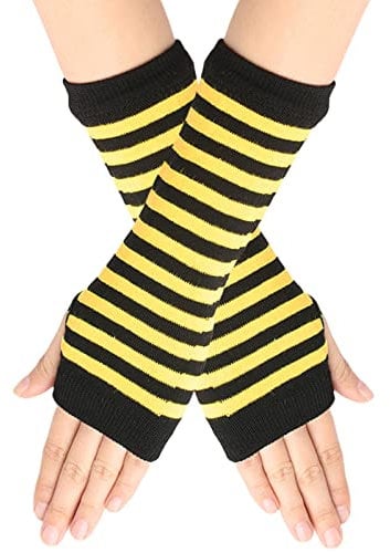 YCBMINGCAN Fingerlose Nadelstreifen-Streifen-Handschuhe mit Warme Unisex-Handschuhe Winterhandschuhe Damen Fell