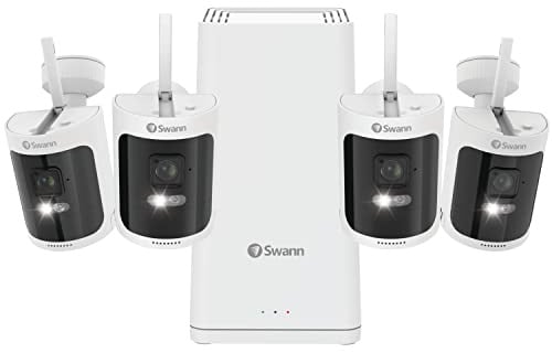 Swann AllSecure650 Wi-Fi NVR Security System with 1TB HDD, 4 Camera 8 Channel, 2K HD wireless rechargeable battery camera CCTV, Indoor / Outdoor, Colour Night Vision, Heat & Motion Detection, 650KH4