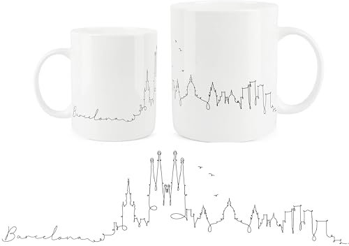 Barcelona City Skyline Collection Tasse en porcelaine fine Blanc Cadeau idéal pour les amateurs de voyage