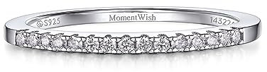 MomentWish Personalisiert Eternity Ring, Moissanit Diamant Ring Damen Herren, VVS1 D Farbe 934 Sterling Silber, Verlobung Hochzeit Ehering Verlobungsring für Frauen Männer-Größe58
