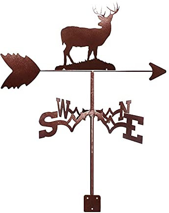 CAZARU Wetterfahne, Elch-Silhouette, Wetterfahne mit Pfeil, Edelstahl, Wetterhahn, Richtungsanzeige, Gartenpfahl, Kunstdekor, Wetterfahne, Messwerkzeuge