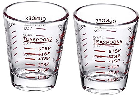 predolo Vasos de de 2 piezas, taza medidora, taza de vidrio de Espresso transparente, Mini medida de vidrio pesado, taza medidora de vidrio para