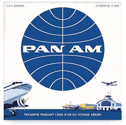 PAN AM Lustiges Strategie-Brettspiel für die ganze Familie - Französische Sprache - Enthält 52 Flugzeugminiaturen aus 4 verschiedenen Fluglinien-Epochen (ab 12 Jahren) Ideal für 2-4 Spieler