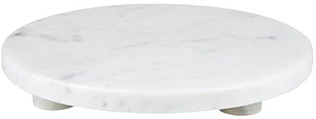 Santa Barbara Design Studio Marmor-Servierbrett, starker Stein, rundes Tablett, 25,4 cm Durchmesser, Weiß