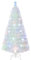 COSTWAY Albero di Natale Pre-illuminato in Fibra Ottica 120/150/180/210 cm, Albero di Natale Bianco con Foglie Iridescenti, Luci a LED a Fiocco di Neve Multicolore, Luce Superiore a Stella (150 CM)