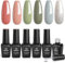 beetles Gel Polish SOUTHERN BELLE Glitter Nude Gel Polish Set - 6 Pcs Coral Green Light Blue Gel Polish Kit Soak off Uv Nail Gel Base and Top Coat Needed Nail Art Design