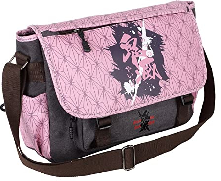 Anime Clothing Anime Canvas Student Crossbody Umhängetasche Daypack Single Schultertasche Büchertasche Laptop Bag DS Rosa