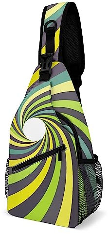 KWQDOZF Spiralmuster, Palmen, Blätter, tropische Blumen, Schmetterlinge, Sling-Rucksack, Brusttasche, Umhängetasche, Fitnessstudio, Radfahren, Reisen, Wandern, Tagesrucksack