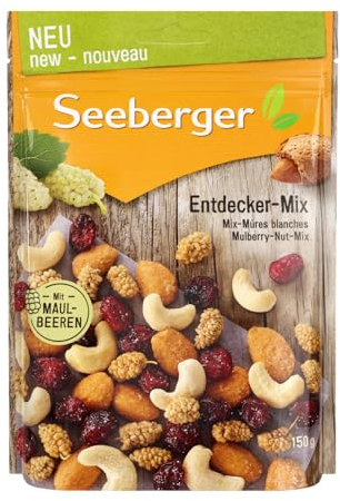Seeberger Entdecker-Mix: Frucht-Nuss-Mischung aus knackigen Cashews, Cranbeeries und Honig-Salz-Mandeln - süss salzig - mit Maulbeeren (1 x 150 g)