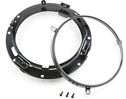 EVURU Chrom dunkel 7 Zoll runde Montagehalterung Ringhalterung kompatibel mit Motorrad 7 L Scheinwerfer (Color : Black-2)
