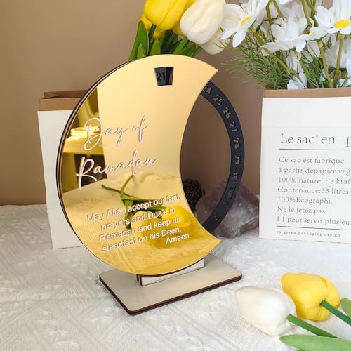 2024 Ramadan Kalender, Eid Mubarak Dekoration DIY Ramadan Kalender Kinder Acryl-Countdown-Kalender Ornament Gebet Ramadan Mubarak Deko Wohnzimmer Ramadan Geschenke für Kinder (Schwarz)