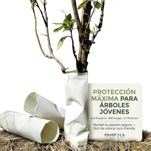 PAMPOLS Flexible Plastic Rodent Protection Tube for Tree Trunks | Height: 45 cm | Pack of 100 | Protects Saplings | Anti UV | Outdoor Field and Garden Farming | White