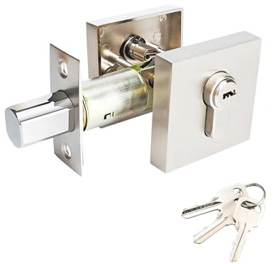 Qrity 1 PCS Single Deadbolt Locks, Thumb Turn Lock, Passage Door Handle Lock Knobs Lockset, Invisible Door Lock for Left or Right-Handed Doors
