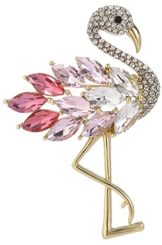 COLLBATH Flamingo Brosche Mit Strass Für Schal Jacke Kragen Revers Dekorativ Tier Pin Kleidungsbrosche Kristallflamingobrosche