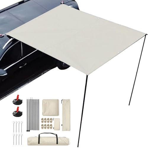 Toldo para coche, camping, cobertura solar UV50+, resistente a la intemperie, PU3000 mm, toldo lateral para camping y aterrizaje (accesorios incluidos)