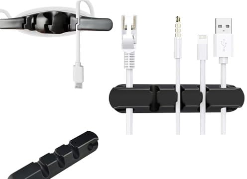 OYE 2PCS Cable Holder Clips, Cable Management Cord Organiser Clips Silicone Adhesive + Wall Mounted Cable Organiser - for Home, Office, Car - Cable Management & Desk Organisation for Power Cords