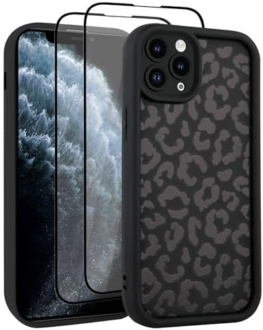 UZEUZA Compatible with iPhone 11 Pro Case, Cheetah Print Shockproof Soft TPU Protective Case for Women Girls, Slim Anti Scratch Leopard Case for iPhone 11 Pro 5.8 Inch,Black