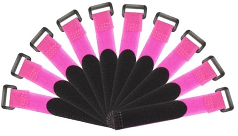 sourcing map Fastening Hook and Loop Cable Tie 5.9 x 0.7 Inch Reusable with Buckle Adjustable Multi-Purpose Wire Strap for Cord Management Pink, Pack of 10
