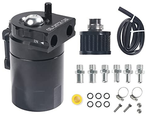Flaconi Reniflard D'huile Auto,Récupérateur Huile Moteur,300ml Réservoir de Carburant en Aluminium Réservoir de Stockage D'huile Avec Filtre à Air,Universel pour Une Variété de Véhicules