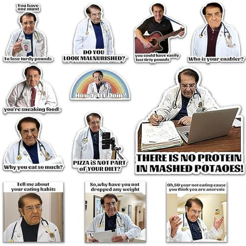 DuoduoBuy 12Pcs Dr Now Magnets Fridge, Funny Dr Nowzaradan Magnets - 3.7''× 3.7 Dr Now Magnets, Motivational Healthy Diet Magnets for Metal Cabinets Decoration Refrigerator Accessories