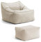 mokebo Sitzsack Sessel mit Hocker aus Cord 'Der Lümmel', XXL Sitzsack, Cord Sessel oder Sitz Sessel für Wohnzimmer und Wintergarten, auch als Riesensitzsack in 83x73x60 (BxHxT in cm) in Beige