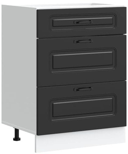 vidaXL Küchenunterschrank Kalmar Schwarz Holzwerkstoff, Spülenunterschrank, Schrank Küche, Lagerschrank, Unterschrank für Küche, Küchenzeile