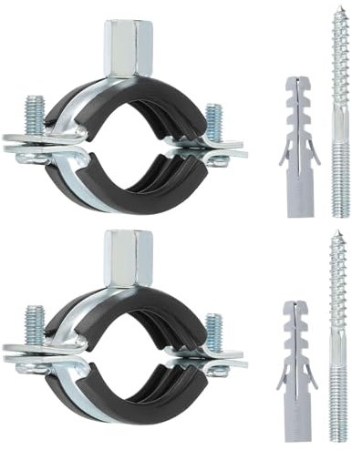 PATIKIL 1.2-1.4/31-36mm Split Ring Pipe Hanger, 2 Pcs Heavy Duty Adjustable Pipe Bracket Clamp Galvanized Iron Wall Ceiling Mount Pipe Strap Support with Screws & Expansion Tube, Black