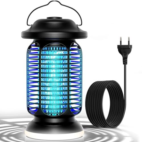EUQQZU Lámpara Antimosquitos Electrico, 20W Lámpara Anti Mosquitos Insectos UV Luz Matamoscas Eléctrico, 4000V IPX4 Impermeable Matamoscas Electrico Matamosquitos Efectiva 100㎡ para Exterior Portable