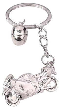 1 Pièce Porte Clé Moto avec Casque en Métal, Porte Clé Moto en Métal, Cadeau pour Hommes et Femmes, Pendentif pour les Fans de Course et de Moto, Argent