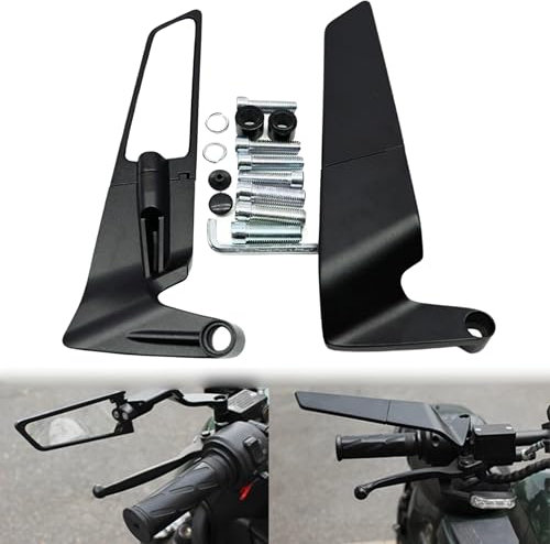 Specchietti Manubrio Moto Retrovisori, Universali e Regolabili, Specchi Laterali Pieghevoli Moto e Scooter, Aerodinamici in Alluminio, Filettatura M8/M10 per Scooter e Naked