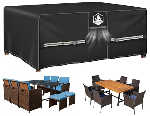 Rimwig Outdoor Garden Furniture Covers Waterproof, Heavy Duty Patio Furniture Set Cover, 420D Oxford Rattan Sofa Cover for Table and Chair Cube/Square 230x230x90cm