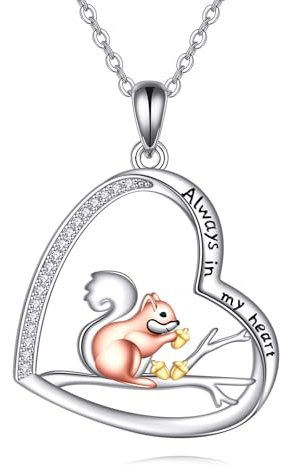 DAYLINLOVE Eichhörnchen Halskette 925 Sterling Silber Nette Eichhörnchen Anhänger Halskette Tier Schmuck Geschenke für Frauen Mama