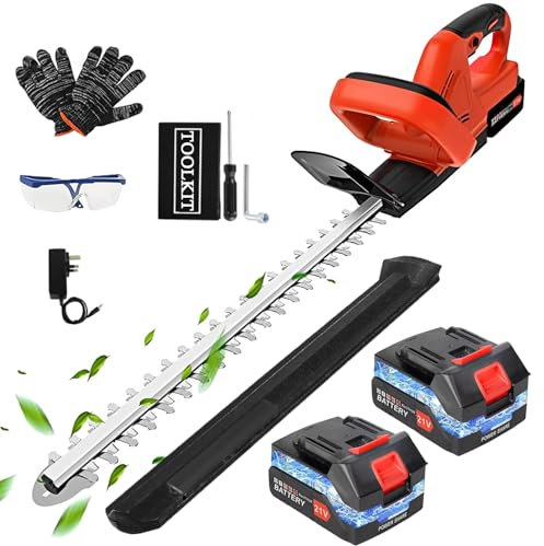 850W Cordless Hedge Trimmer, 21V Electric Hedge Trimmer Lightweight Hedge Cutters with 2 * 2000 mAh Batteries and Charger,Garden Hedge Trimmers for Makita Battery to Trim Hedges, Shrubs,Plants